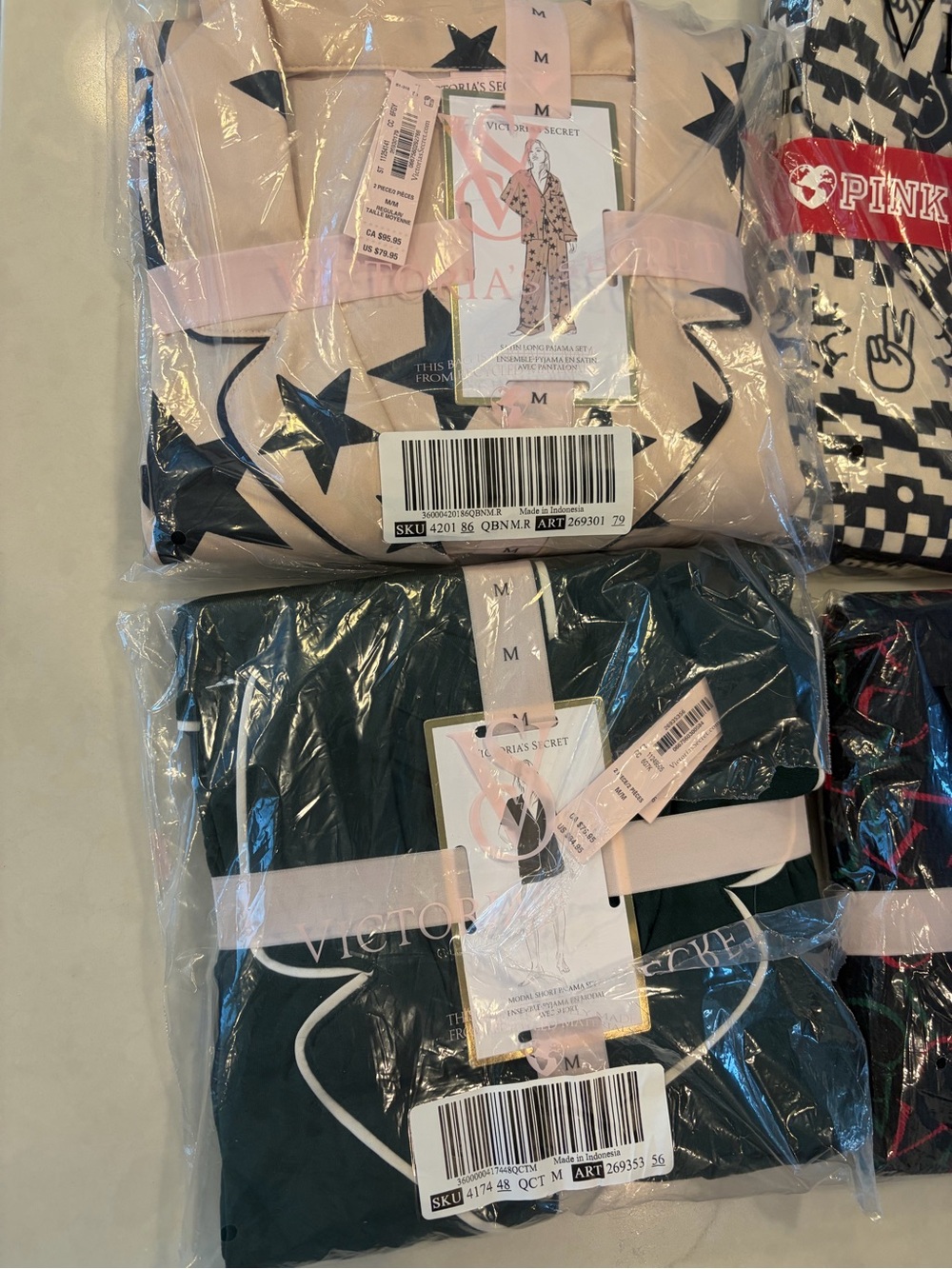 PINK Victoria's Secret Assorted Light Pink & Black Mixed Pajama Sets (6) - Picture 2 of 4